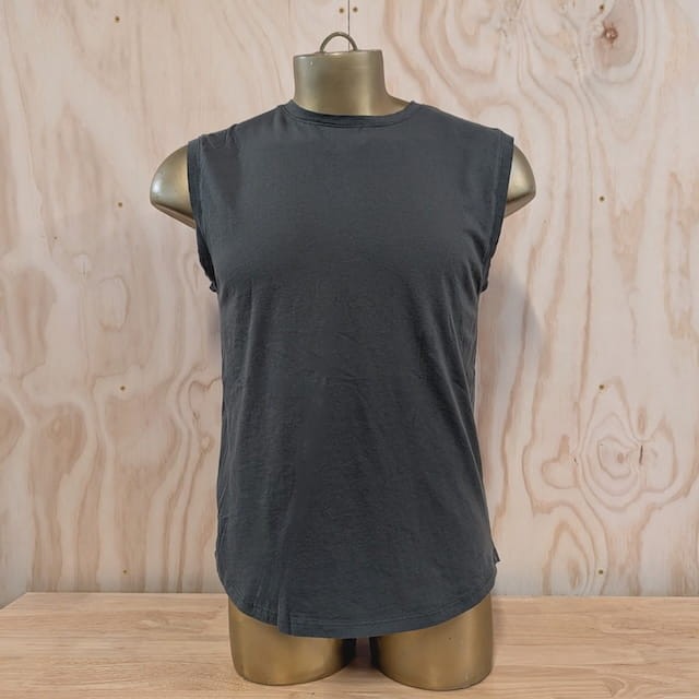 Runyon Men's Olive Green -  100% Cotton Muscle Tee - Made In USA - Hiking, Running, Workout, Fitness, Outdoors - Cottontrails Muscle Tees