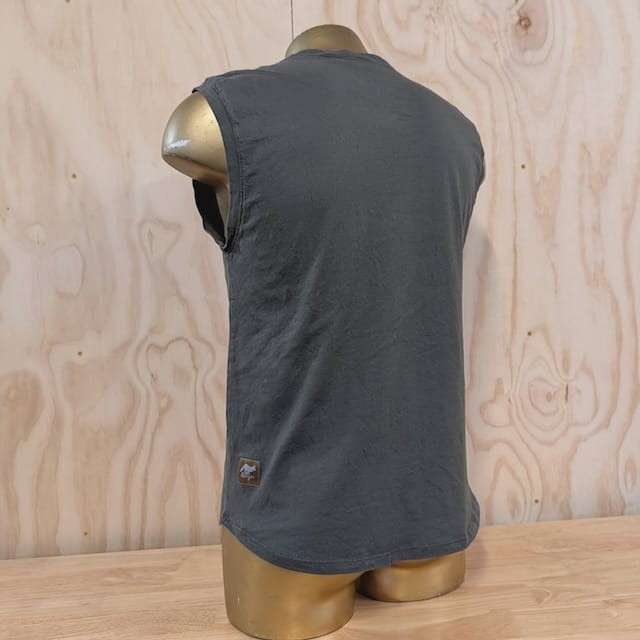 Runyon Men's Olive Green -  100% Cotton Muscle Tee - Made In USA - Hiking, Running, Workout, Fitness, Outdoors - Cottontrails Muscle Tees