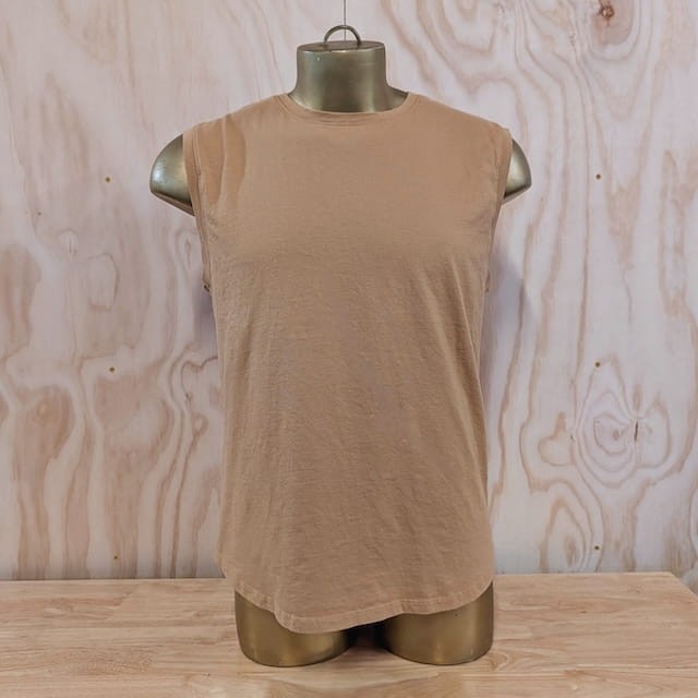 Runyon Men's Camel Tan  Medium Brown -  100% Cotton Muscle Tee - Made In USA - Hiking, Running, Workout, Fitness, Outdoors - Cottontrails Muscle Tees