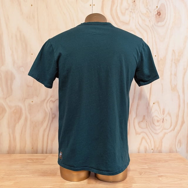 Men's 100% cotton athletic short sleeve shirt in forest green, Made in USA by Runyon, for running, hiking, gym workouts and training