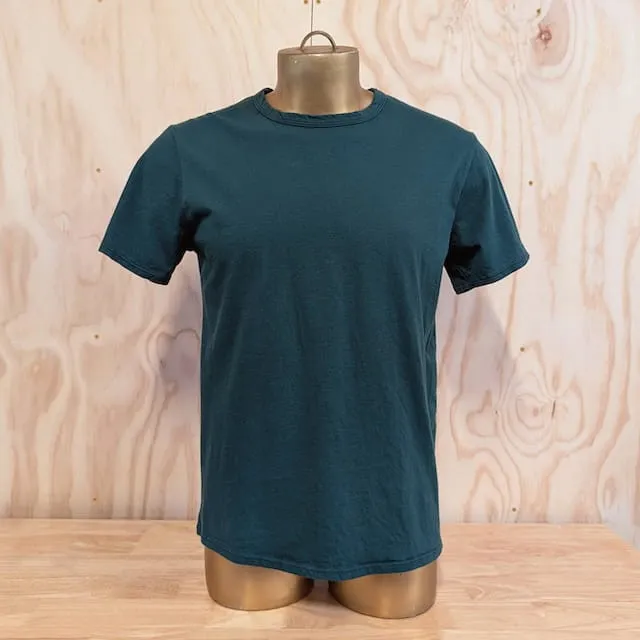 Men's 100% cotton athletic short sleeve shirt in forest green, Made in USA by Runyon, for running, hiking, gym workouts and training