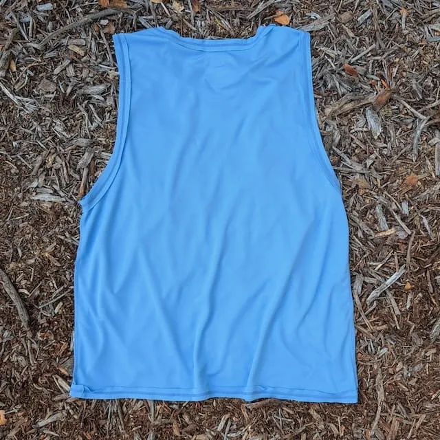 Runyon Men's Light Blue, Sky Blue, Baby Blue Muscle Tank, Running, Hiking Workout Tank Top, Made In USA