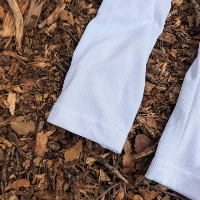Runyon American Made In USA Men's White Long Sleeve Trail Running Shirt Moisture Wicking Performance Active Shirt Warm Weather Sun Protection