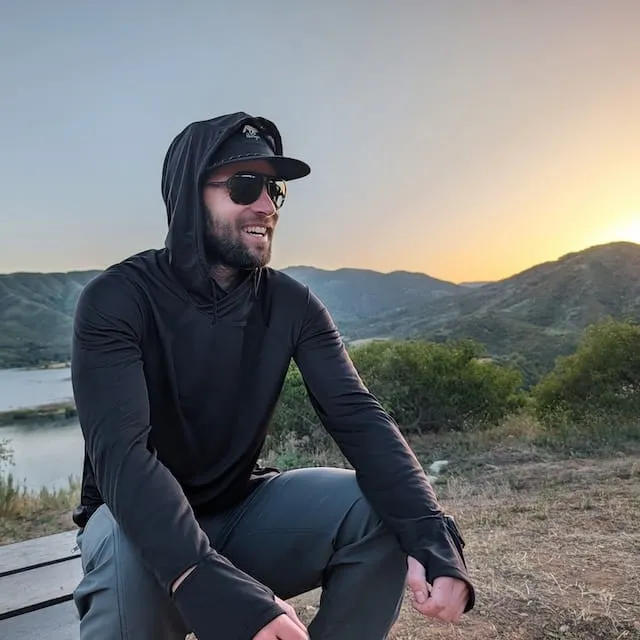 Runyon Men's Black Unisex Pocketed Sun Hoodie - Drawcord, Inside Pockets, Watch Window, Lightweight, UPF Sun Protection, Minimal Branding