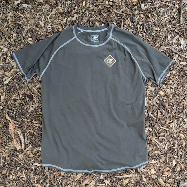 Runyon Made In USA Olive Green Cotton Hiking Trail Running Shirt - 100% Cotton - Cottontrails™
