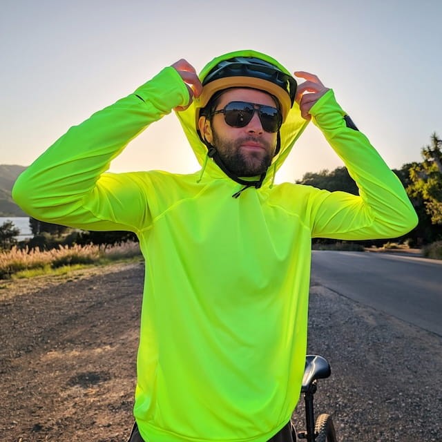 Runyon Men's Fluorescent Yellow Safety Yellow Unisex Pocketed Sun Hoodie - Drawcord, Inside Pockets, Watch Window, Lightweight, UPF Sun Protection, Minimal Branding