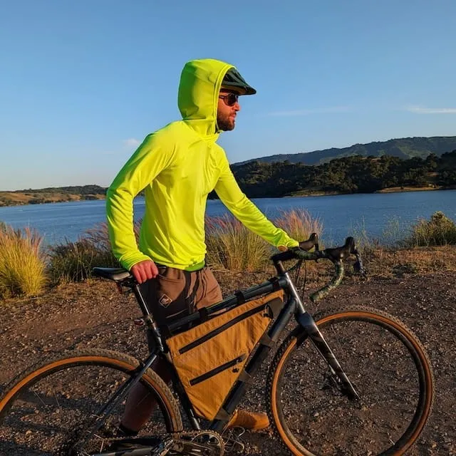Runyon Men's Fluorescent Yellow Safety Yellow Unisex Pocketed Sun Hoodie - Drawcord, Inside Pockets, Watch Window, Lightweight, UPF Sun Protection, Minimal Branding