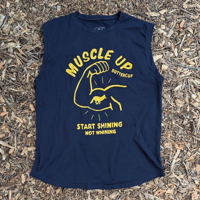Muscle Up Dark Navy Sleeveless Muscle Tee 100% Cotton Cottontrails American Made In The USA