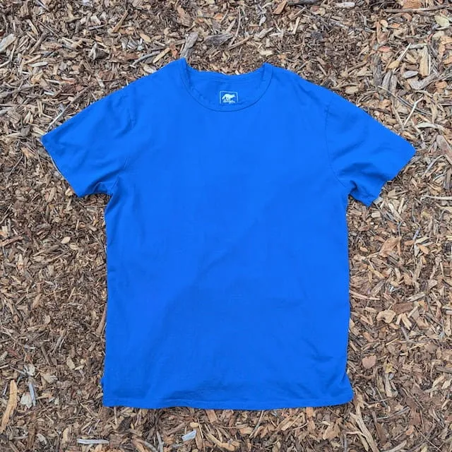 Men's 100% cotton athletic short sleeve shirt in Royal Blue, Made in USA by Runyon, for running, hiking, gym workouts and training