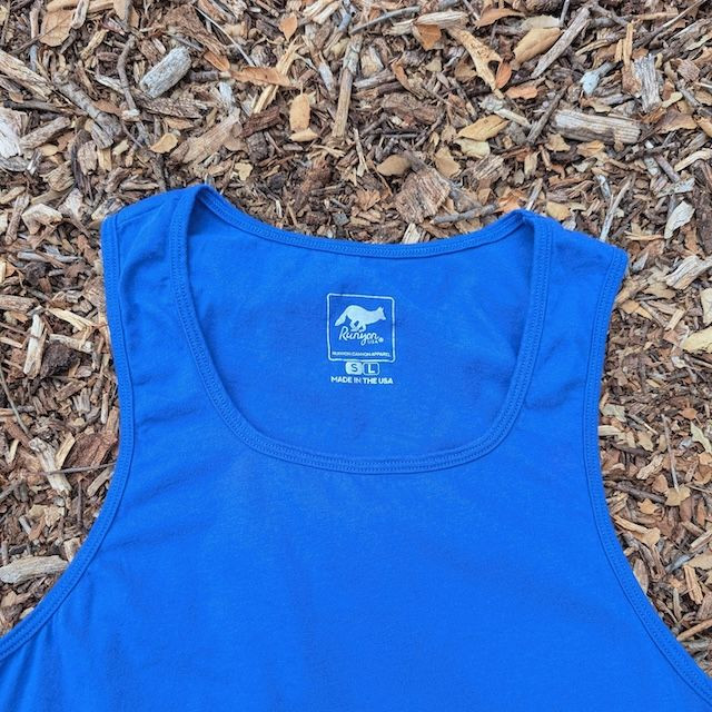 Men's 100% cotton athletic tank top singlet in Royal Blue, Made in USA by Runyon, for running, hiking, gym workouts and training