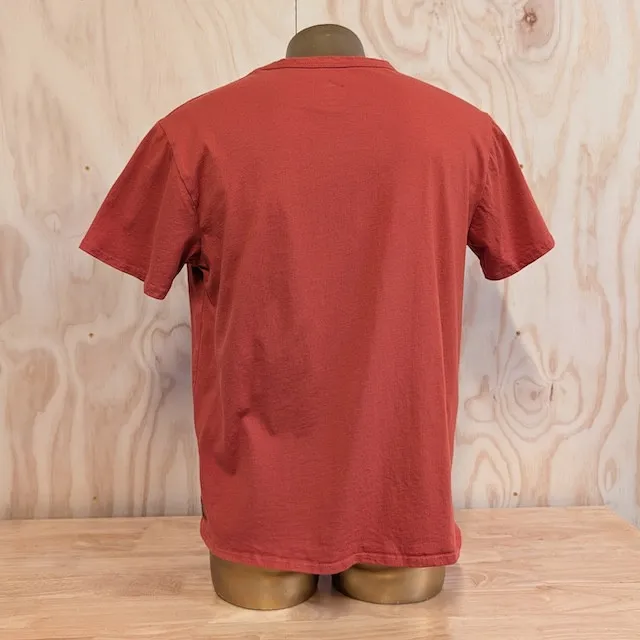 Men's 100% cotton athletic short sleeve shirt in Rust Brick Red, Made in USA by Runyon, for running, hiking, gym workouts and training