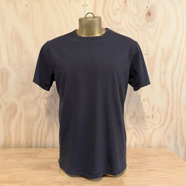 Men's 100% cotton athletic short sleeve shirt in vintage black, Made in USA by Runyon, for running, hiking, gym workouts and training