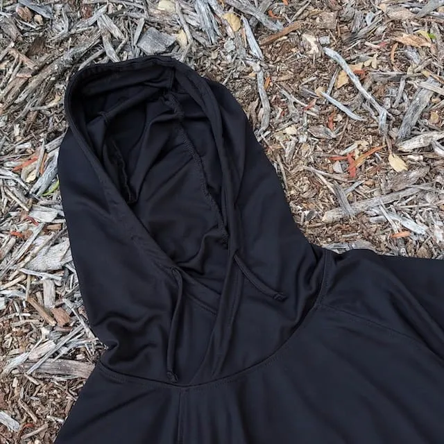 Runyon Men's Black Unisex Pocketed Sun Hoodie - Drawcord, Inside Pockets, Watch Window, Lightweight, UPF Sun Protection, Minimal Branding