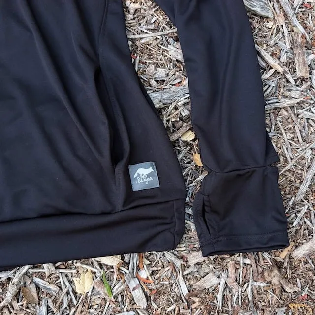 Runyon Men's Black Unisex Pocketed Sun Hoodie - Drawcord, Inside Pockets, Watch Window, Lightweight, UPF Sun Protection, Minimal Branding