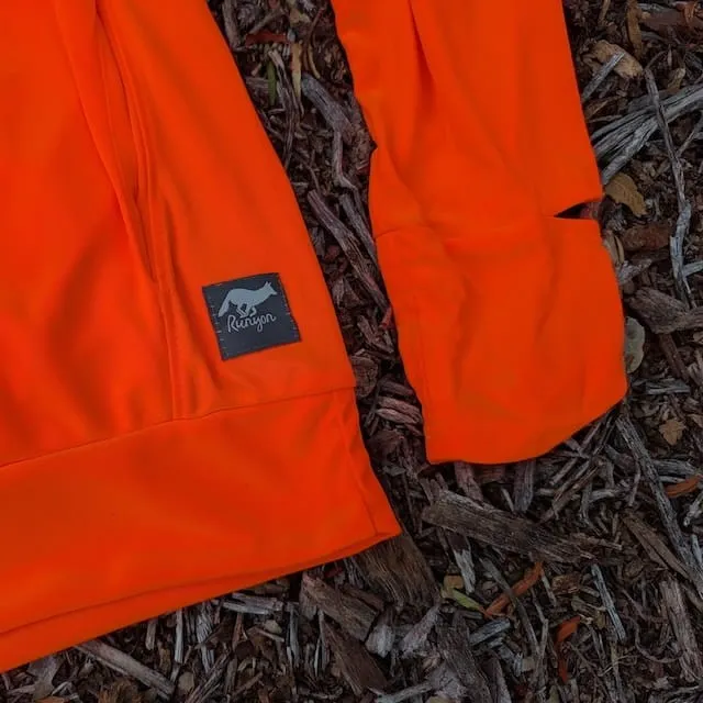 Runyon Men's Hot Orange Safety Orange Unisex Pocketed Sun Hoodie - Drawcord, Inside Pockets, Watch Window, Lightweight, UPF Sun Protection, Minimal Branding