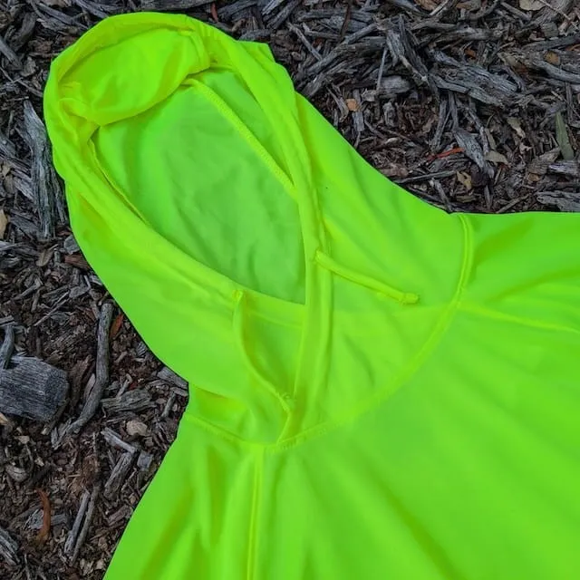 Runyon Men's Fluorescent Yellow Safety Yellow Unisex Pocketed Sun Hoodie - Drawcord, Inside Pockets, Watch Window, Lightweight, UPF Sun Protection, Minimal Branding