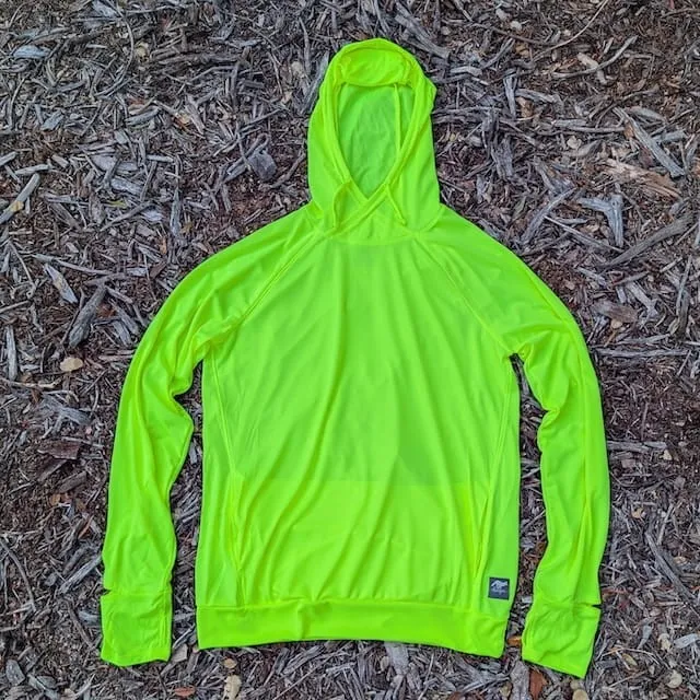 Runyon Men's Fluorescent Yellow Safety Yellow Unisex Pocketed Sun Hoodie - Drawcord, Inside Pockets, Watch Window, Lightweight, UPF Sun Protection, Minimal Branding