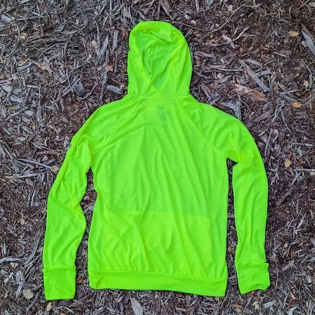 Runyon Men's Fluorescent Yellow Safety Yellow Unisex Pocketed Sun Hoodie - Drawcord, Inside Pockets, Watch Window, Lightweight, UPF Sun Protection, Minimal Branding