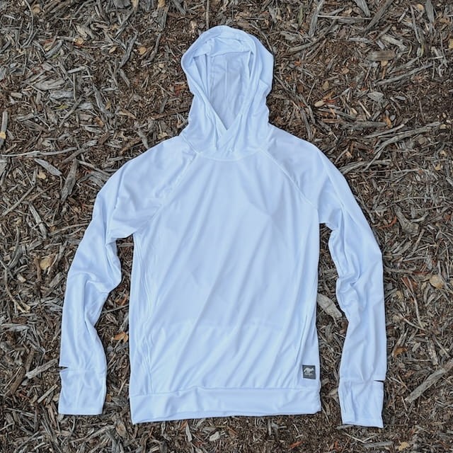 Runyon Women's White Unisex Pocketed Sun Hoodie - Drawcord, Inside Pockets, Watch Window, Lightweight, UPF Sun Protection, Minimal Branding