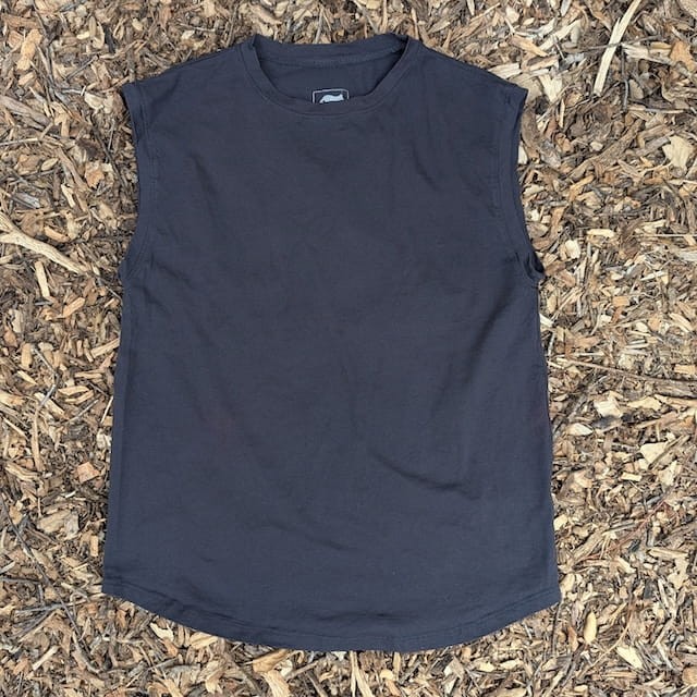 Runyon Women's Vintage Black 100% Cotton Cottontrails Muscle Tee - Made In USA - Hiking, Running, Workout, Fitness, Outdoors