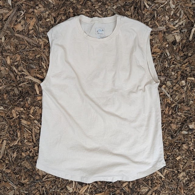 Runyon Women's Sand (Cream) 100% Cotton Cottontrails Muscle Tee - Made In USA - Hiking, Running, Workout, Fitness, Outdoors