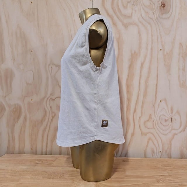 Runyon Women's Sand (Cream) 100% Cotton Cottontrails Muscle Tee - Made In USA - Hiking, Running, Workout, Fitness, Outdoors