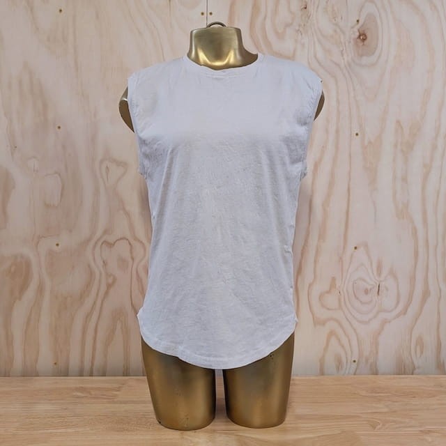 Runyon Women's Sand (Cream) 100% Cotton Cottontrails Muscle Tee - Made In USA - Hiking, Running, Workout, Fitness, Outdoors