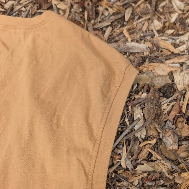 Runyon Women's Camel Tan  -  100% Cotton Muscle Tee - Made In USA - Hiking, Running, Workout, Fitness, Outdoors - Cottontrails Muscle Tees