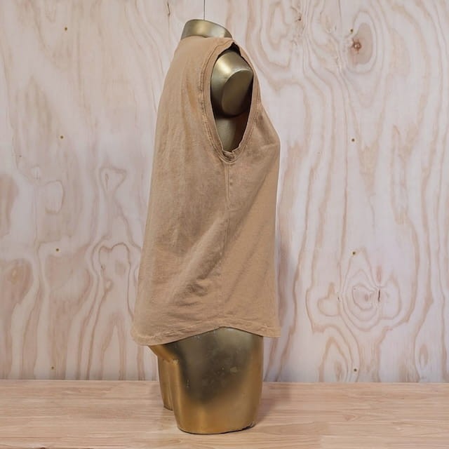 Runyon Women's Camel Tan  -  100% Cotton Muscle Tee - Made In USA - Hiking, Running, Workout, Fitness, Outdoors - Cottontrails Muscle Tees