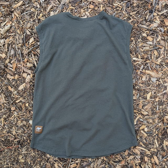 Runyon Women's (Unisex) Olive Green Sleeveless Muscle Tee 100% Cotton Cottontrails American Made In The USA - HIKE Print - Hiking, Running