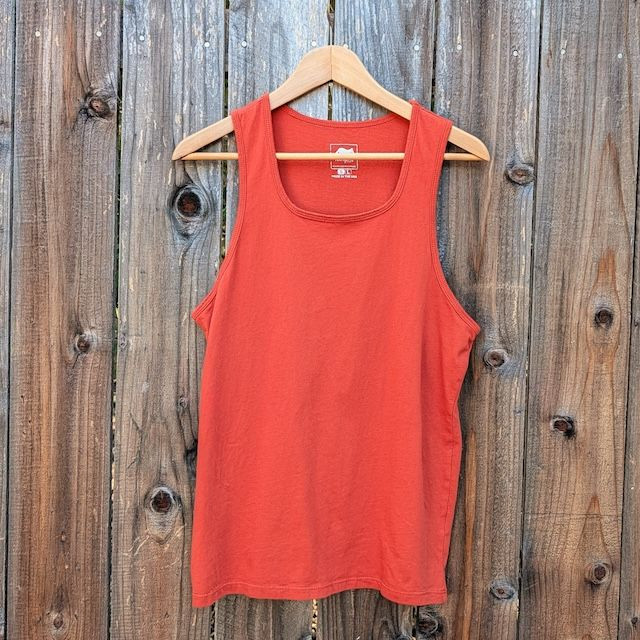 Women's (Unisex) 100% cotton athletic tank top singlet in Rust (Brick Red), Made in USA by Runyon, for running, hiking, gym workouts and training
