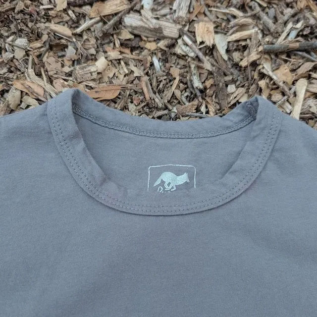 Women's (Unisex) 100% cotton athletic short sleeve shirt in Steel Grey, Made in USA by Runyon, for running, hiking, gym workouts and training