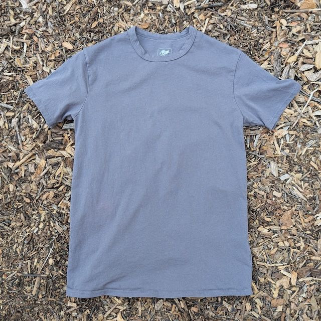 Women's (Unisex) 100% cotton athletic short sleeve shirt in Steel Grey, Made in USA by Runyon, for running, hiking, gym workouts and training