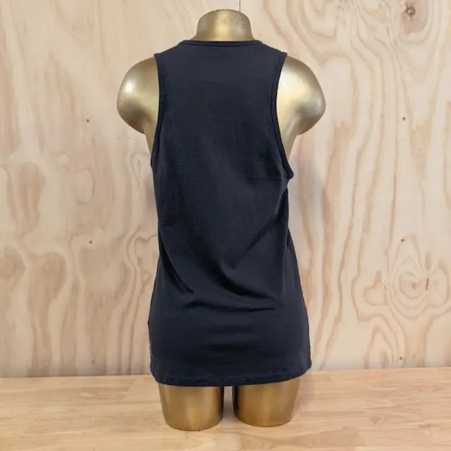 Women's (Unisex) 100% cotton athletic tank top singlet in Vintage Black, Made in USA by Runyon, for running, hiking, gym workouts and training