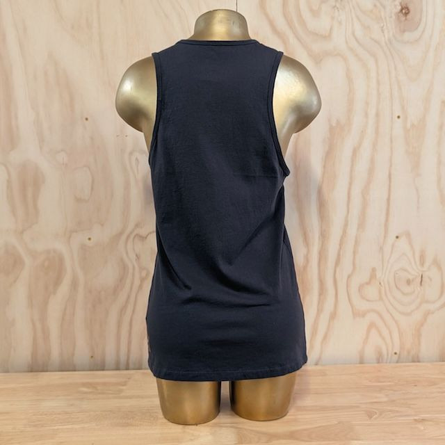 Women's (Unisex) 100% cotton athletic tank top singlet in Vintage Black, Made in USA by Runyon, for running, hiking, gym workouts and training