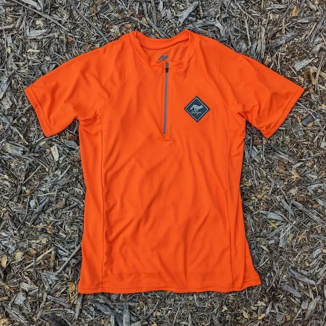 Runyon Men's Neon Orange, Safety Orange, Hot Orange , Hi-Vis Orange, Gravel Cycling Jersey. Moisture Wicking. Made In USA