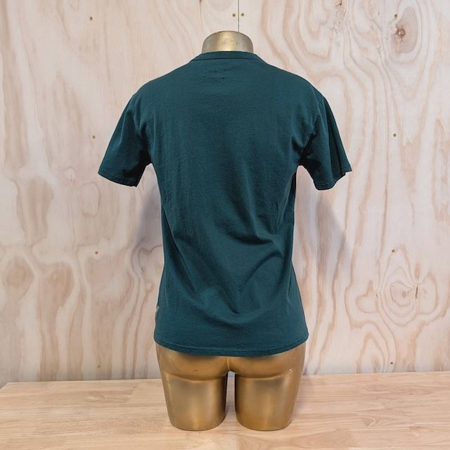 Women's (Unisex) 100% cotton athletic short sleeve shirt in Forest Green, Made in USA by Runyon, for running, hiking, gym workouts and training