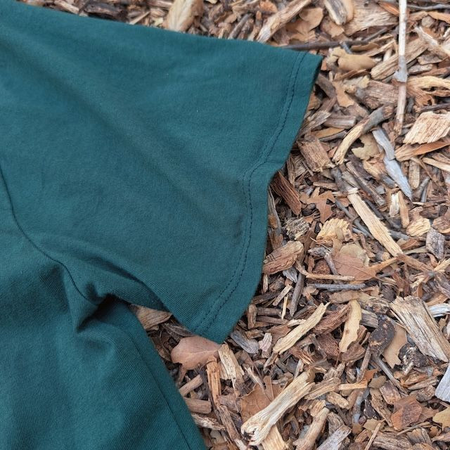 Women's (Unisex) 100% cotton athletic short sleeve shirt in Forest Green, Made in USA by Runyon, for running, hiking, gym workouts and training
