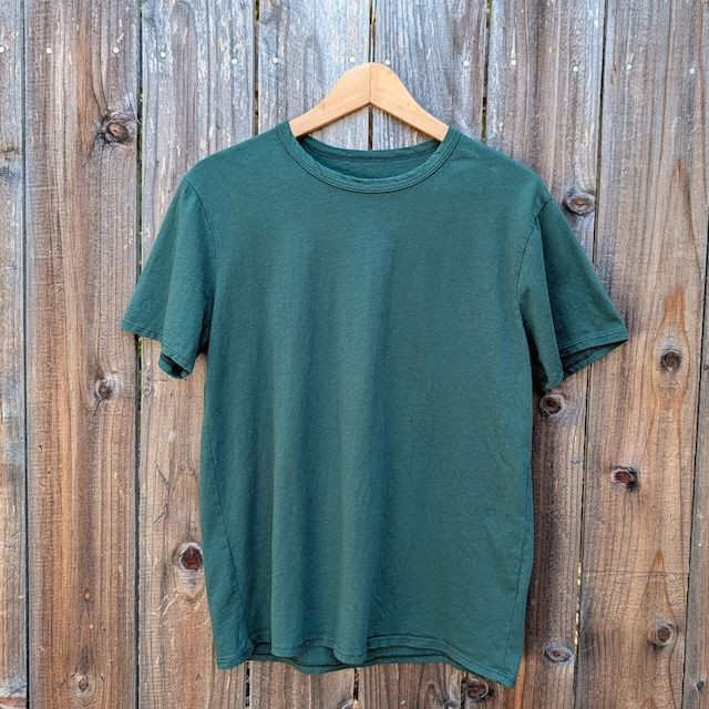 Women's (Unisex) 100% cotton athletic short sleeve shirt in Forest Green, Made in USA by Runyon, for running, hiking, gym workouts and training