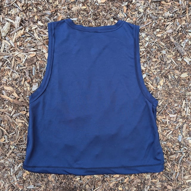 Runyon Women's Unisex Cropped Tech Trail Tank -  Navy Blue Moisture Wicking Muscle Tank Top Made In USA - Running, Hiking, Working Out
