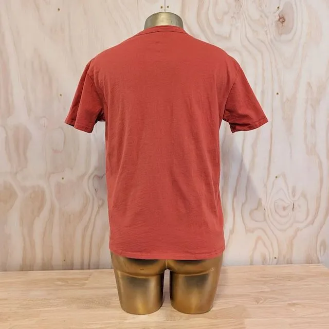 Women's (Unisex) 100% cotton athletic short sleeve shirt in Rust (Brick Red), Made in USA by Runyon, for running, hiking, gym workouts and training