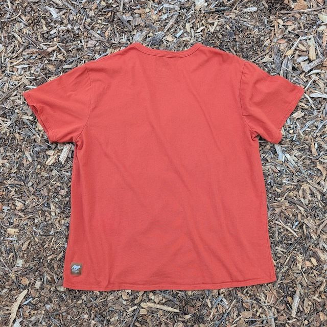 Women's (Unisex) 100% cotton athletic short sleeve shirt in Rust (Brick Red), Made in USA by Runyon, for running, hiking, gym workouts and training