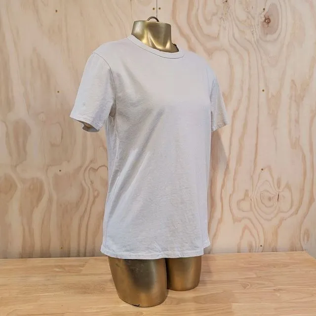 Women's (Unisex) 100% cotton athletic short sleeve shirt in Sand, Made in USA by Runyon, for running, hiking, gym workouts and training