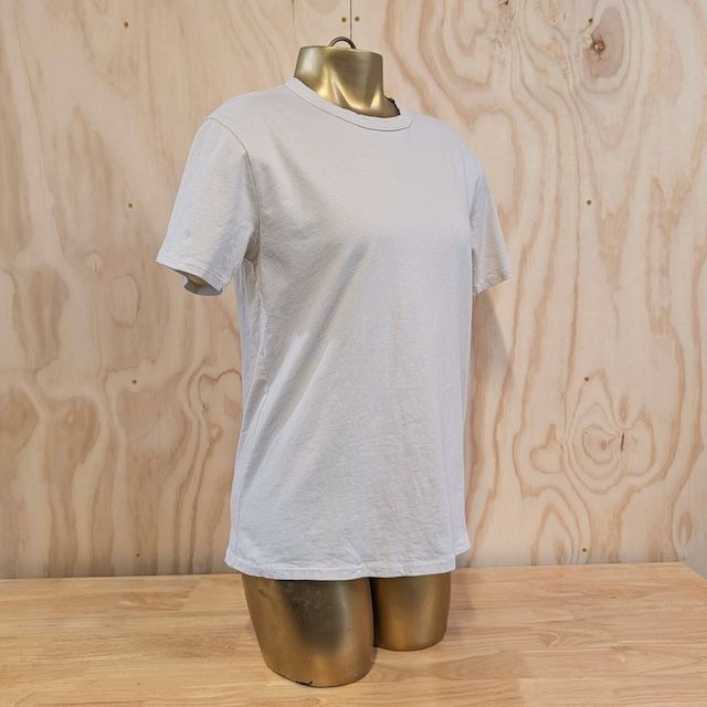 Women's (Unisex) 100% cotton athletic short sleeve shirt in Sand, Made in USA by Runyon, for running, hiking, gym workouts and training