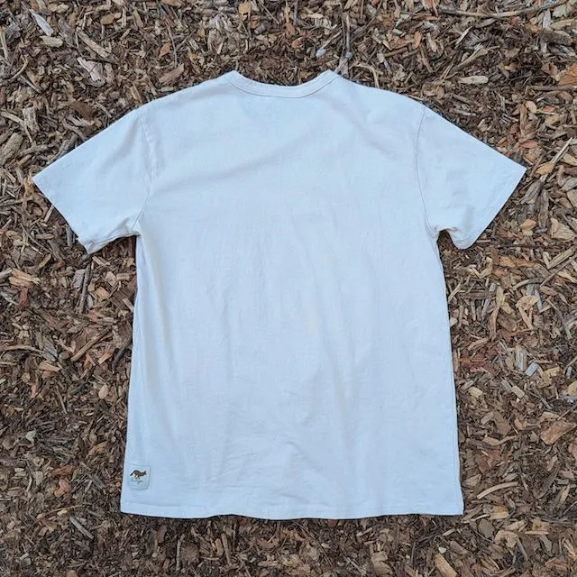 Women's (Unisex) 100% cotton athletic short sleeve shirt in Sand, Made in USA by Runyon, for running, hiking, gym workouts and training