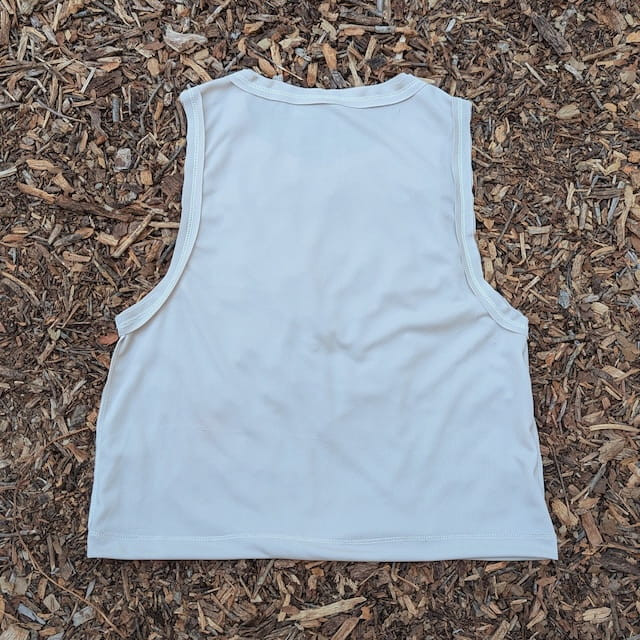 Runyon Women's Unisex Cropped Tech Trail Tank -  Sand Moisture Wicking Muscle Tank Top Made In USA - Running, Hiking, Working Out