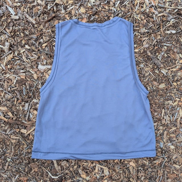 Runyon Women's Unisex Cropped Tech Trail Tank -  Steel Grey Moisture Wicking Muscle Tank Top Made In USA - Running, Hiking, Working Out