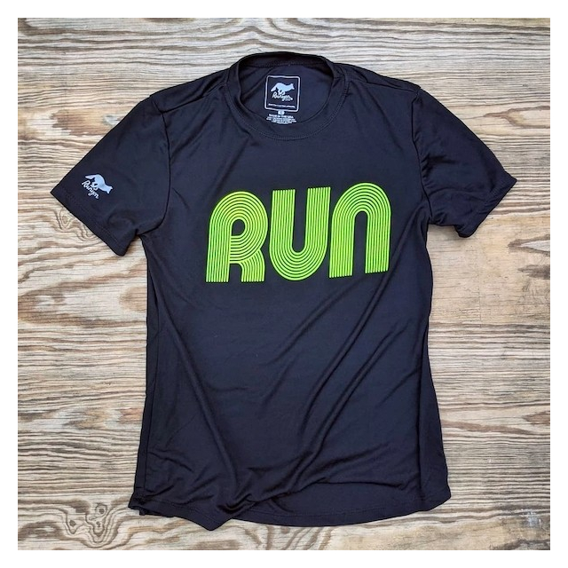 American Made In USA Women's Running Clothing RUN Black Neon Fitness Shirt Performance Sportswear Runyon Canyon Apparel