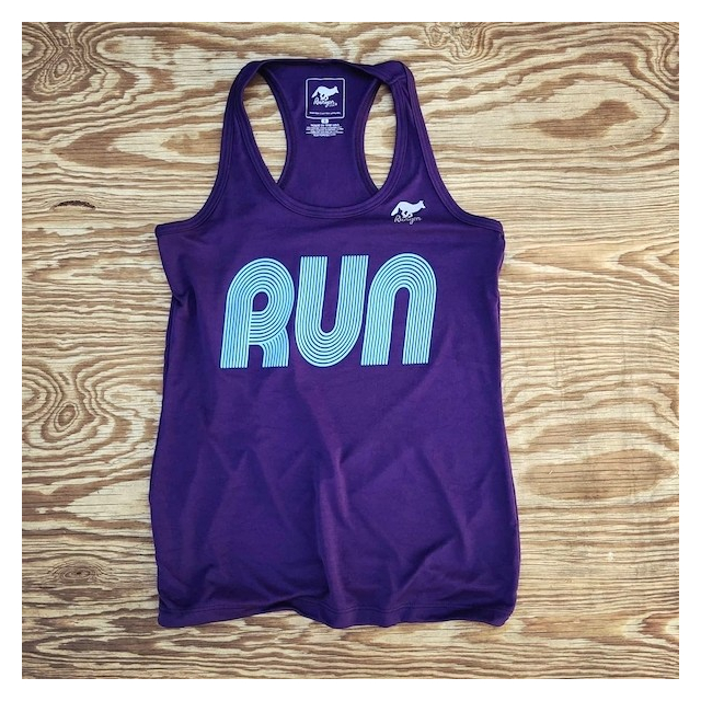 American Made In USA Womens Running Clothing Purple RUN Fitness Tank Top Performance Sportswear Runyon Canyon Apparel
