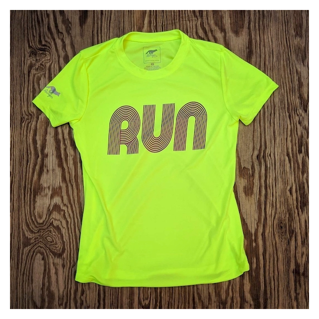 American Made In USA Women's Running Clothing RUN Neon Yellow Hot Purple Fitness Shirt Performance Sportswear Runyon Canyon Apparel